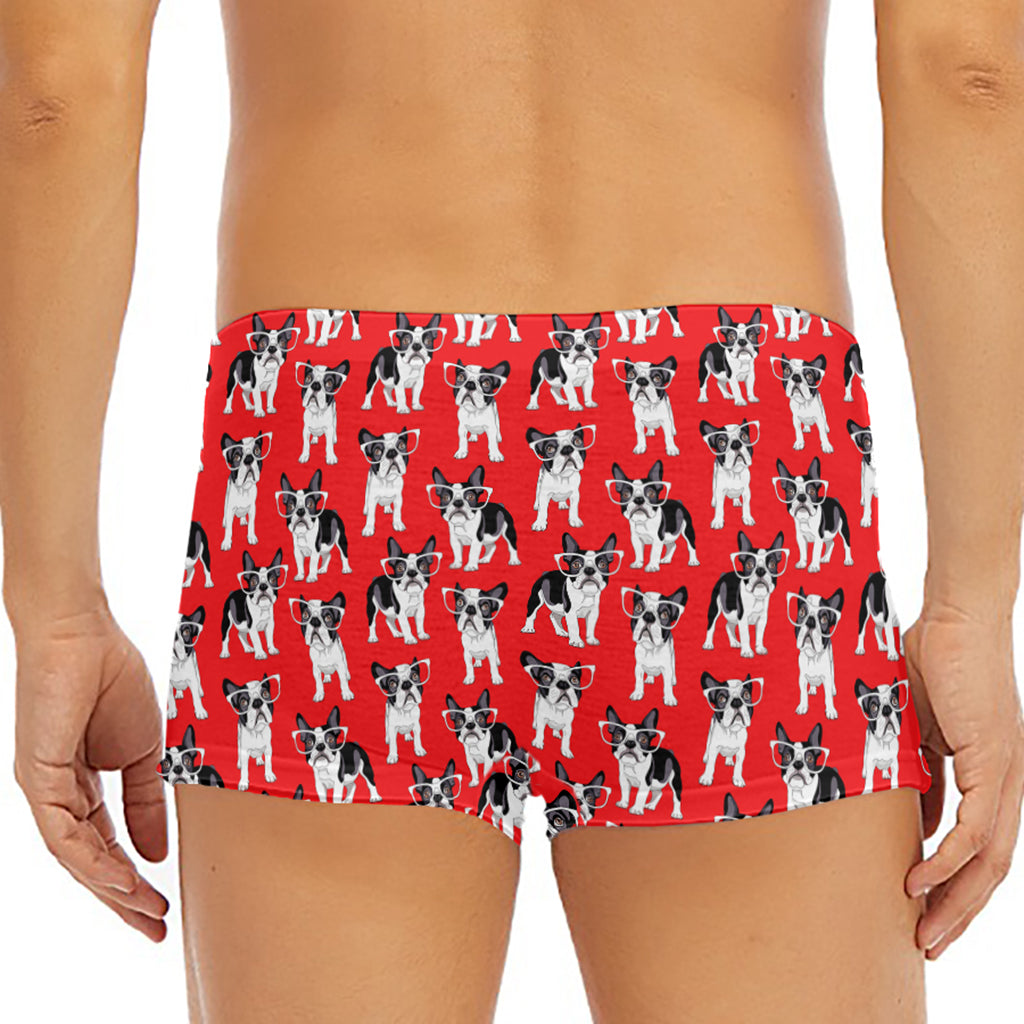 French Bulldog With Glasses Print Men's Short Boxer Briefs