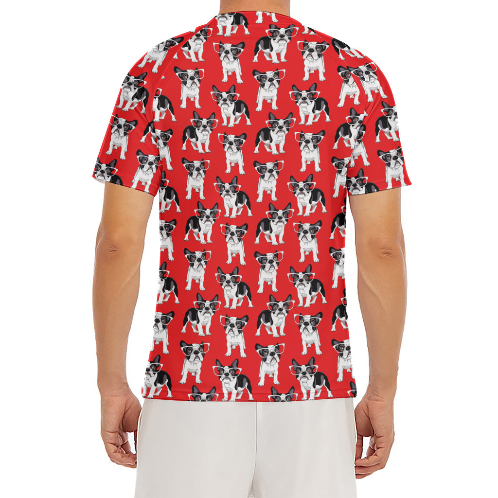 French Bulldog With Glasses Print Men's Short Sleeve Rash Guard