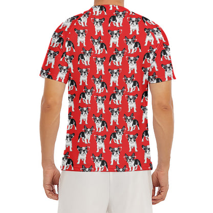 French Bulldog With Glasses Print Men's Short Sleeve Rash Guard