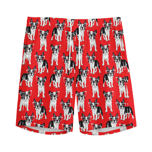 French Bulldog With Glasses Print Men's Sports Shorts