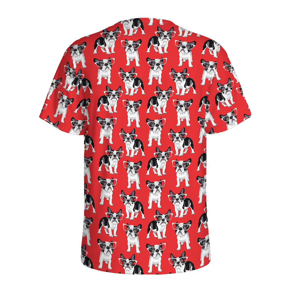 French Bulldog With Glasses Print Men's Sports T-Shirt
