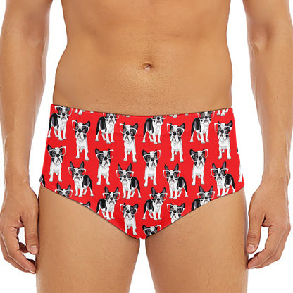 French Bulldog With Glasses Print Men's Triangle Swim Briefs