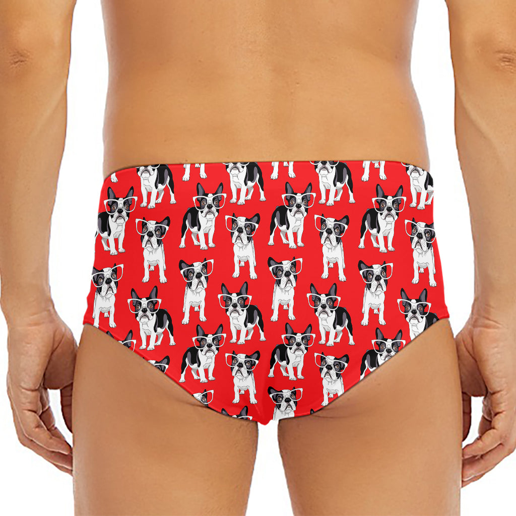 French Bulldog With Glasses Print Men's Triangle Swim Briefs