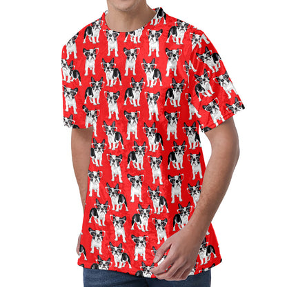 French Bulldog With Glasses Print Men's Velvet T-Shirt