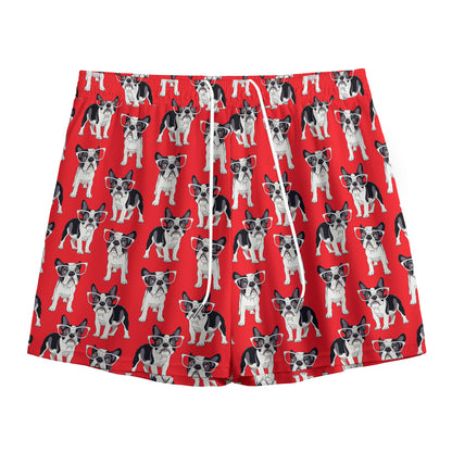 French Bulldog With Glasses Print Mesh Shorts