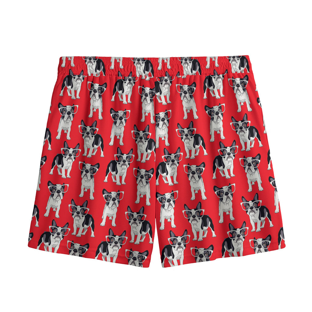 French Bulldog With Glasses Print Mesh Shorts