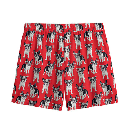 French Bulldog With Glasses Print Mesh Shorts