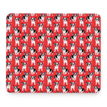 French Bulldog With Glasses Print Mouse Pad