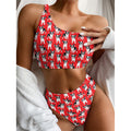 French Bulldog With Glasses Print One Shoulder Bikini Set