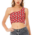 French Bulldog With Glasses Print One Shoulder Crop Top