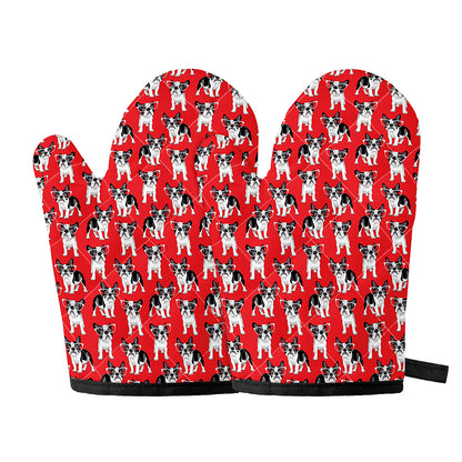 French Bulldog With Glasses Print Oven Mitts