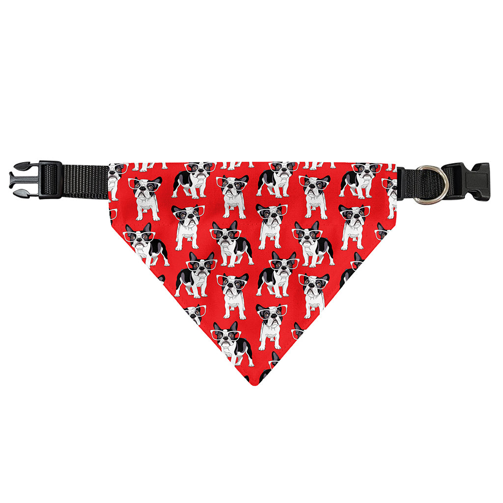 French Bulldog With Glasses Print Over The Collar Dog Bandana