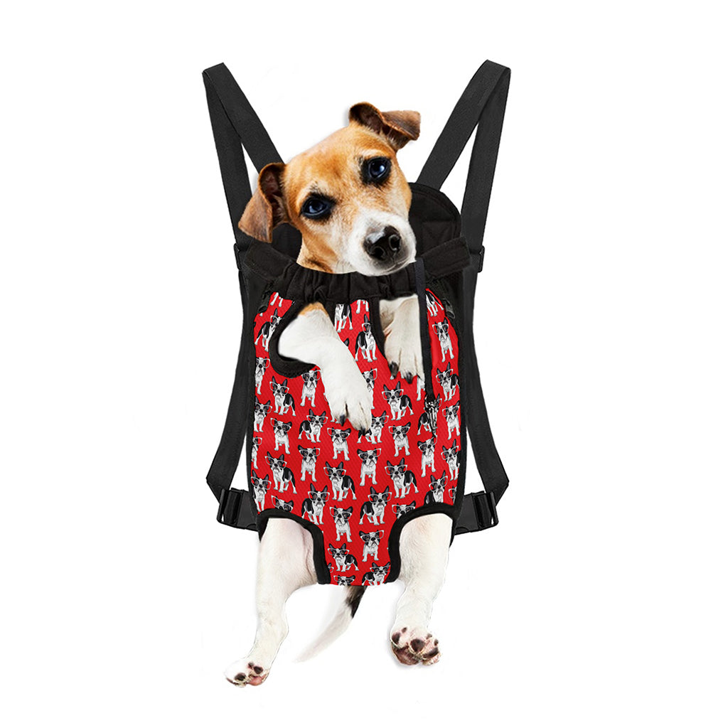 French Bulldog With Glasses Print Pet Carrier Backpack