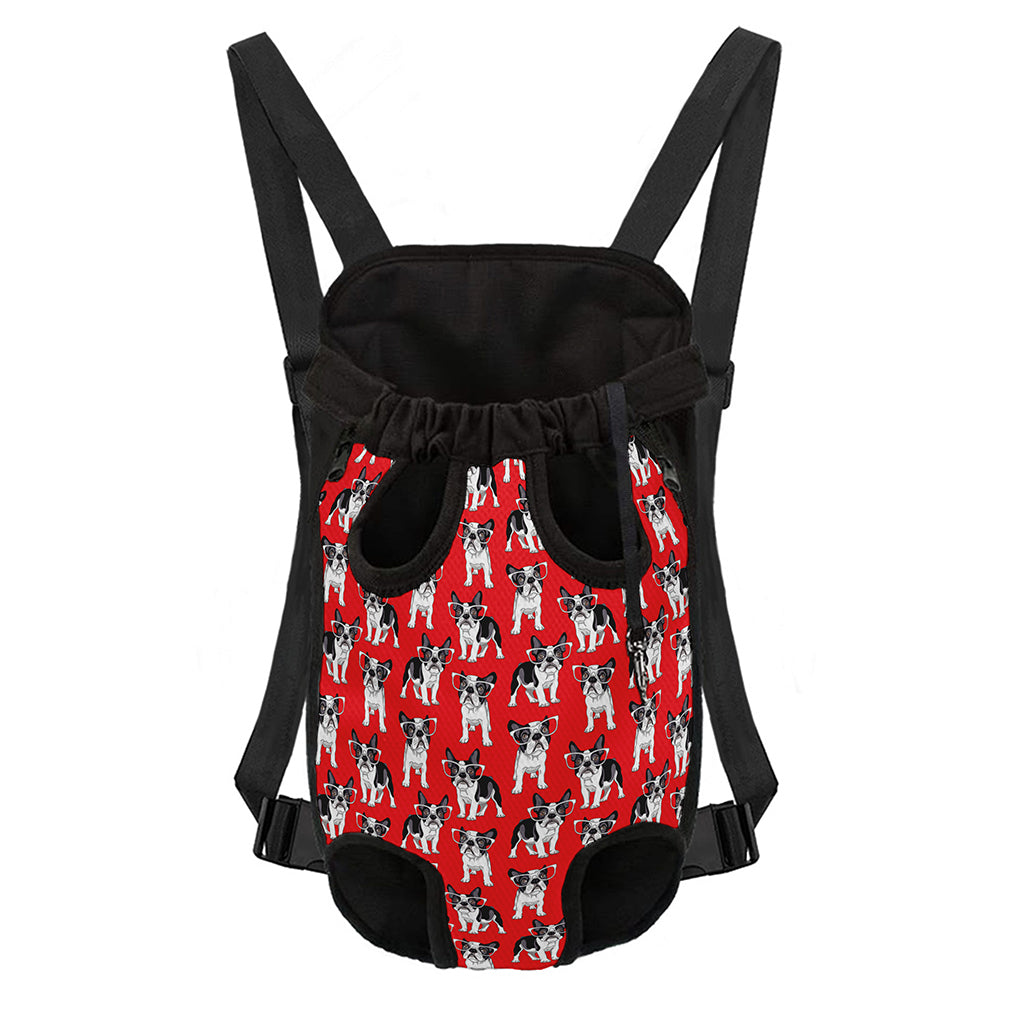 French Bulldog With Glasses Print Pet Carrier Backpack