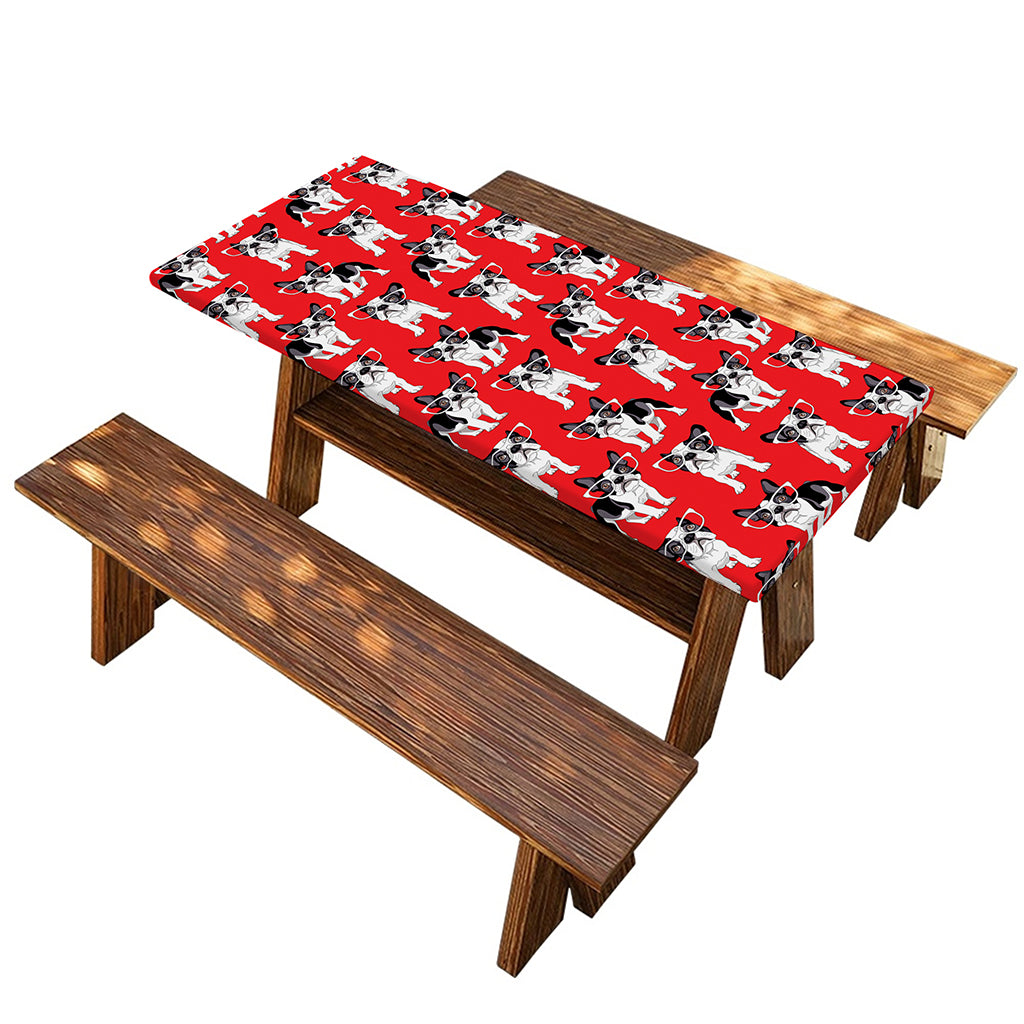 French Bulldog With Glasses Print Picnic Table Cover