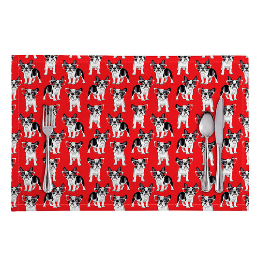 French Bulldog With Glasses Print Placemat