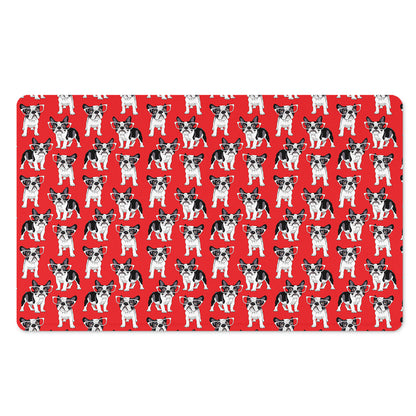 French Bulldog With Glasses Print Polyester Doormat