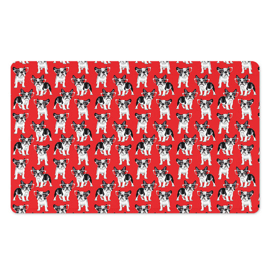 French Bulldog With Glasses Print Polyester Doormat