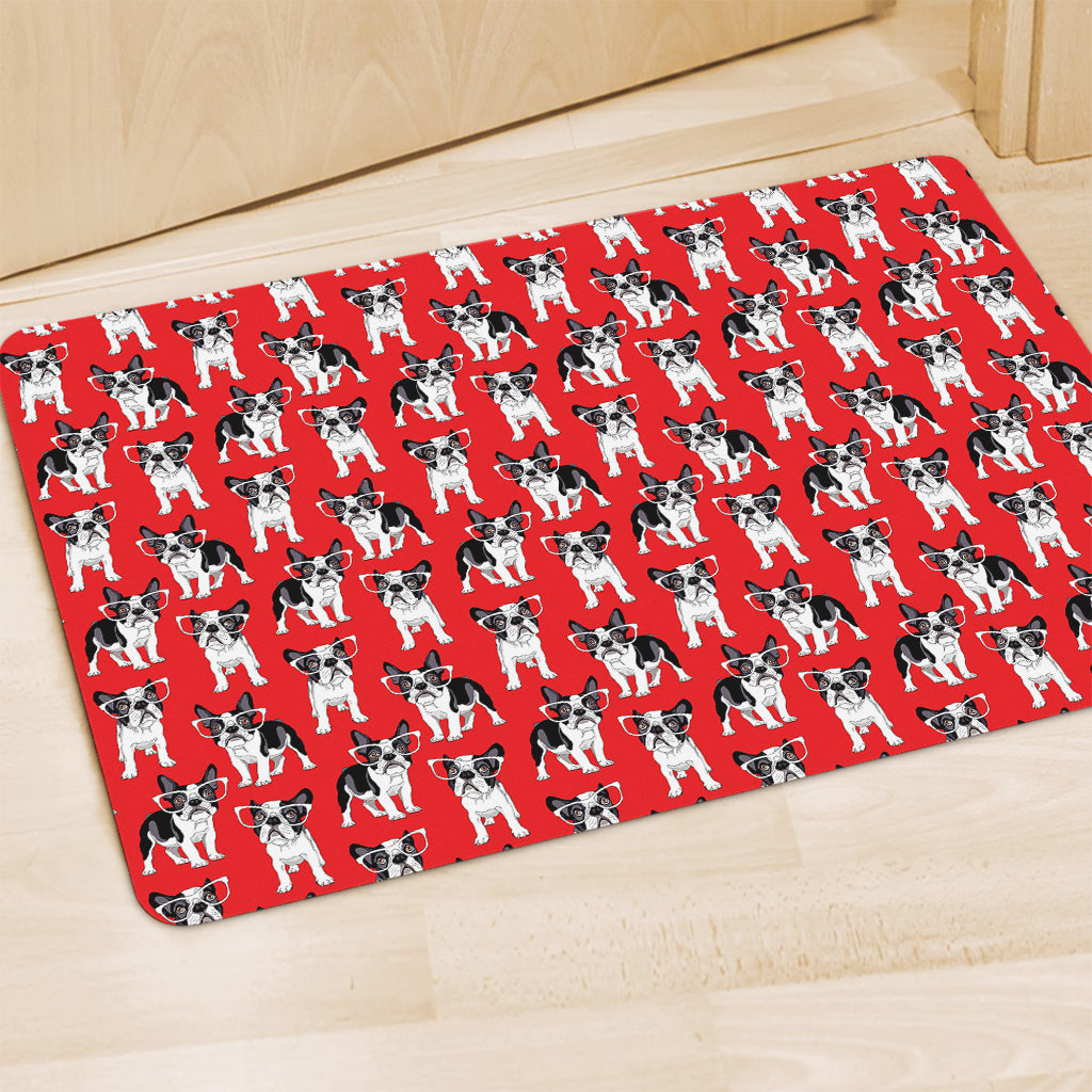 French Bulldog With Glasses Print Polyester Doormat