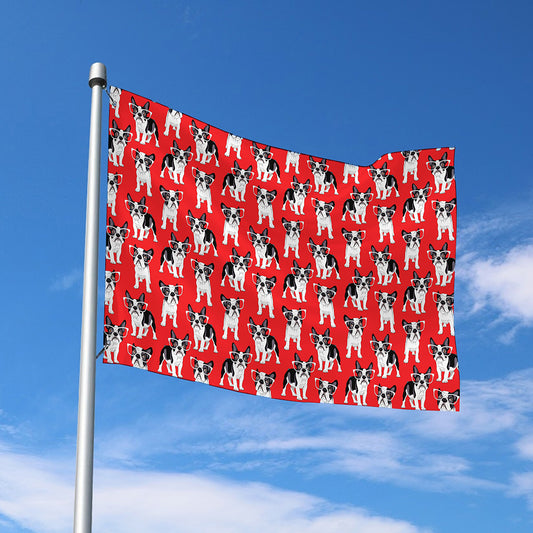 French Bulldog With Glasses Print Polyester Flag