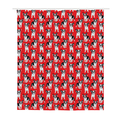 French Bulldog With Glasses Print Polyester Shower Curtain