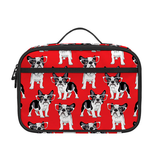 French Bulldog With Glasses Print Portable Lunch Bag