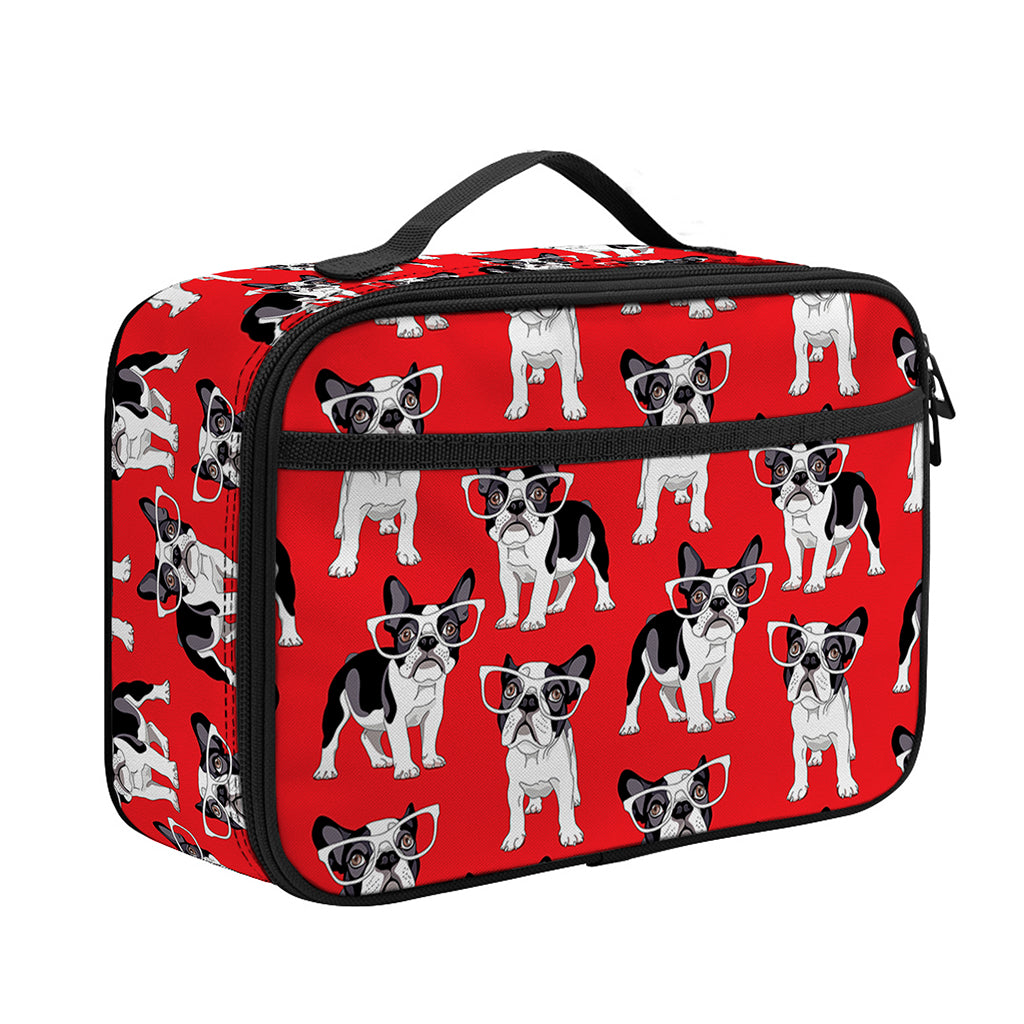 French Bulldog With Glasses Print Portable Lunch Bag