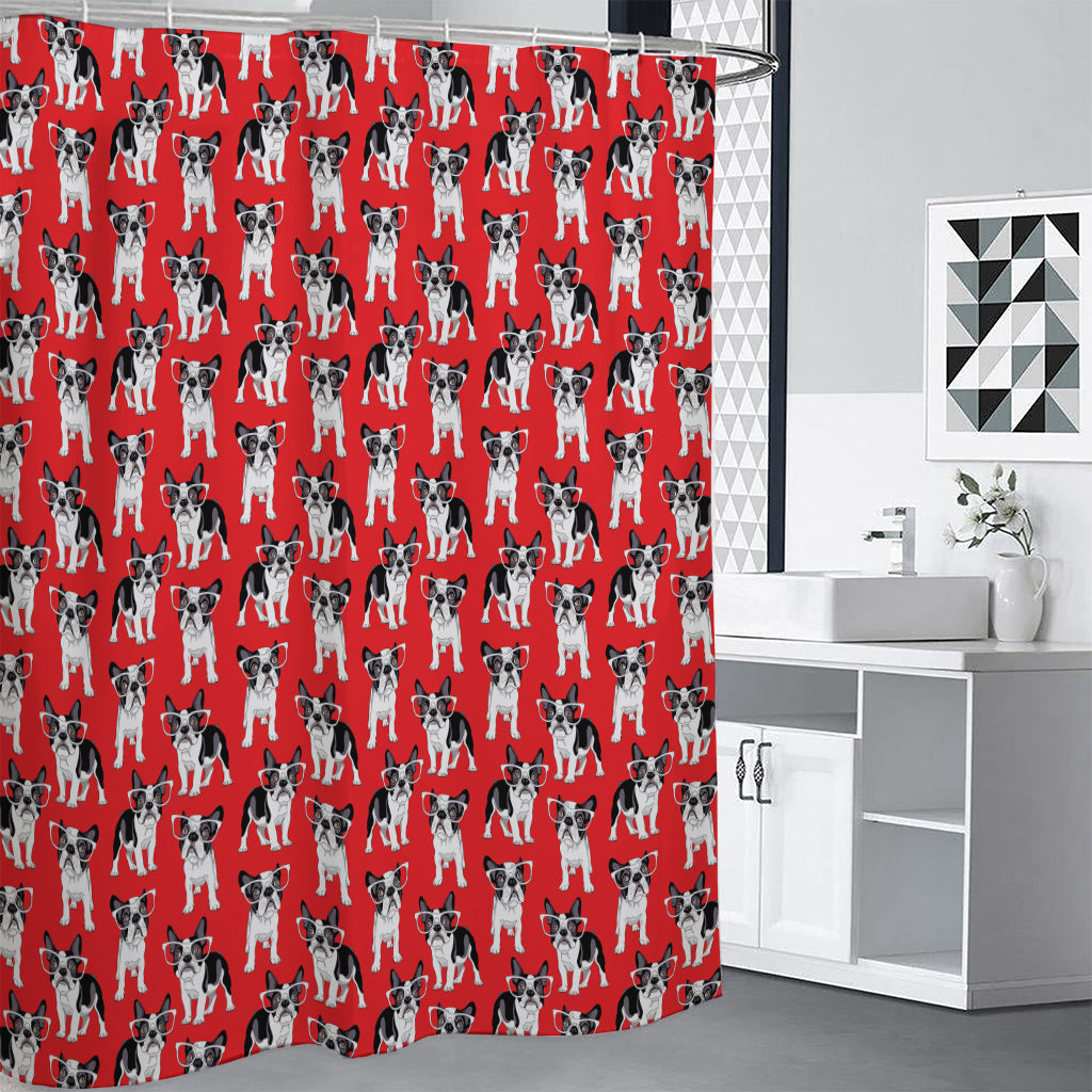 French Bulldog With Glasses Print Premium Shower Curtain