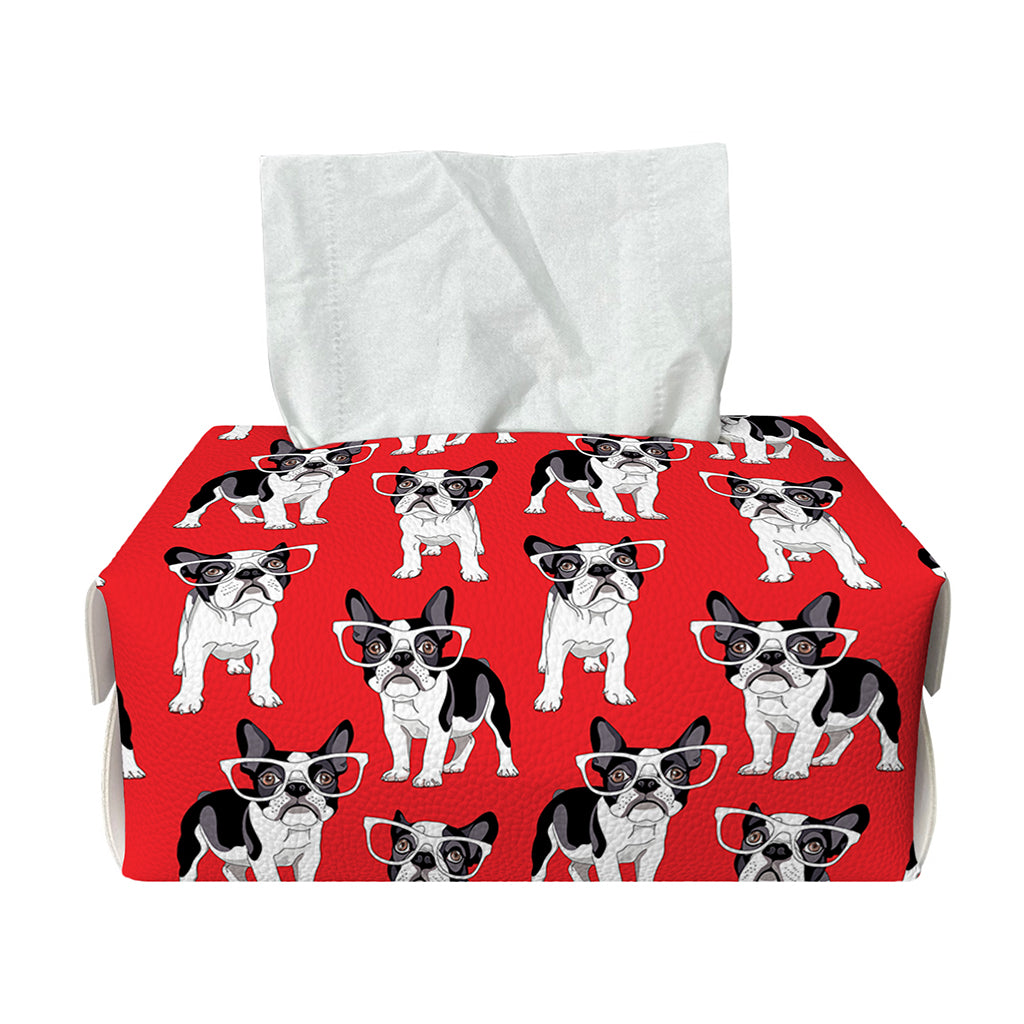 French Bulldog With Glasses Print Rectangle Tissue Box Cover