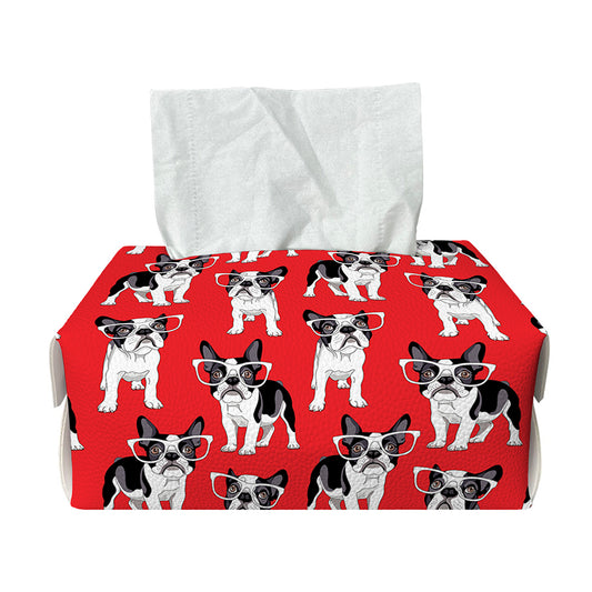 French Bulldog With Glasses Print Rectangle Tissue Box Cover