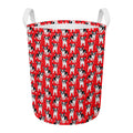 French Bulldog With Glasses Print Round Laundry Basket