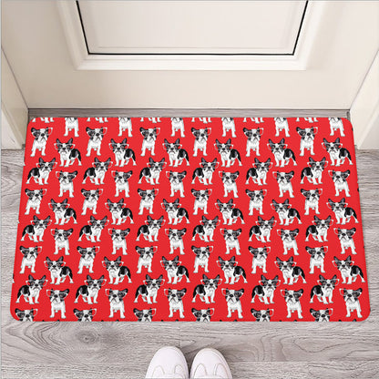 French Bulldog With Glasses Print Rubber Doormat