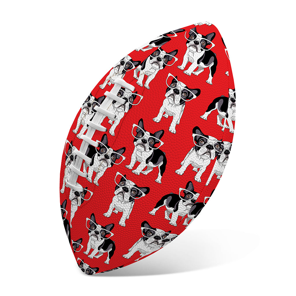 French Bulldog With Glasses Print Rugby Ball