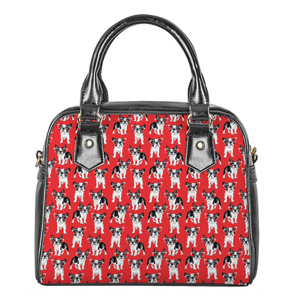 French Bulldog With Glasses Print Shoulder Handbag