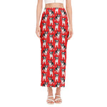 French Bulldog With Glasses Print Side Slit Maxi Skirt