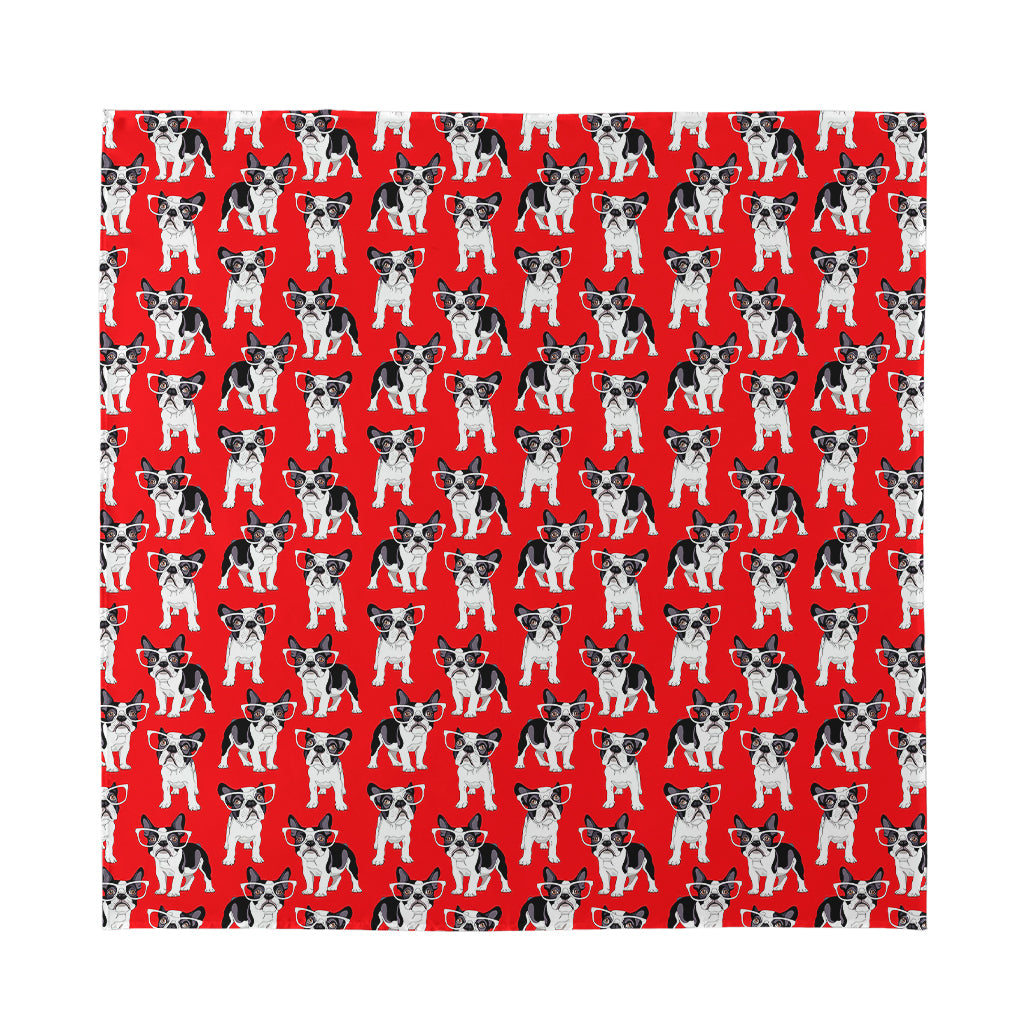 French Bulldog With Glasses Print Silk Bandana