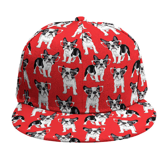 French Bulldog With Glasses Print Snapback Cap