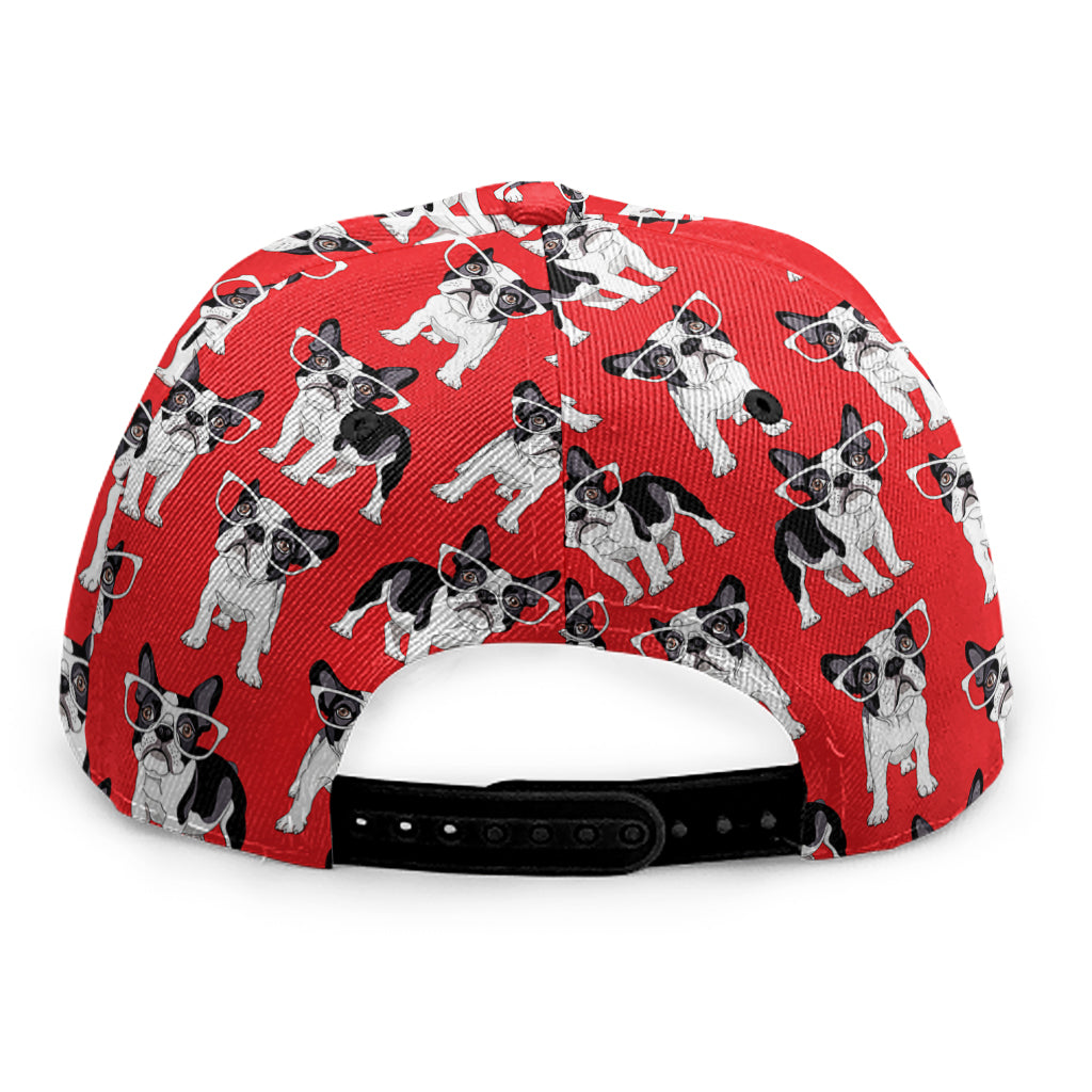 French Bulldog With Glasses Print Snapback Cap