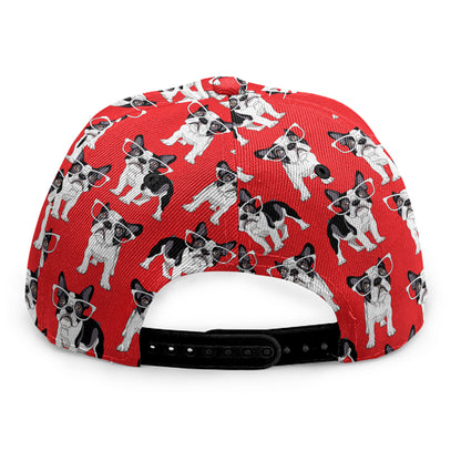 French Bulldog With Glasses Print Snapback Cap