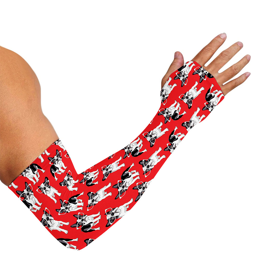 French Bulldog With Glasses Print Sun Protection Arm Sleeves
