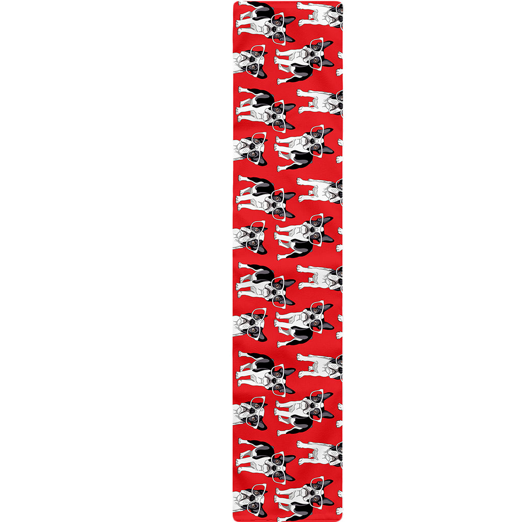 French Bulldog With Glasses Print Table Runner