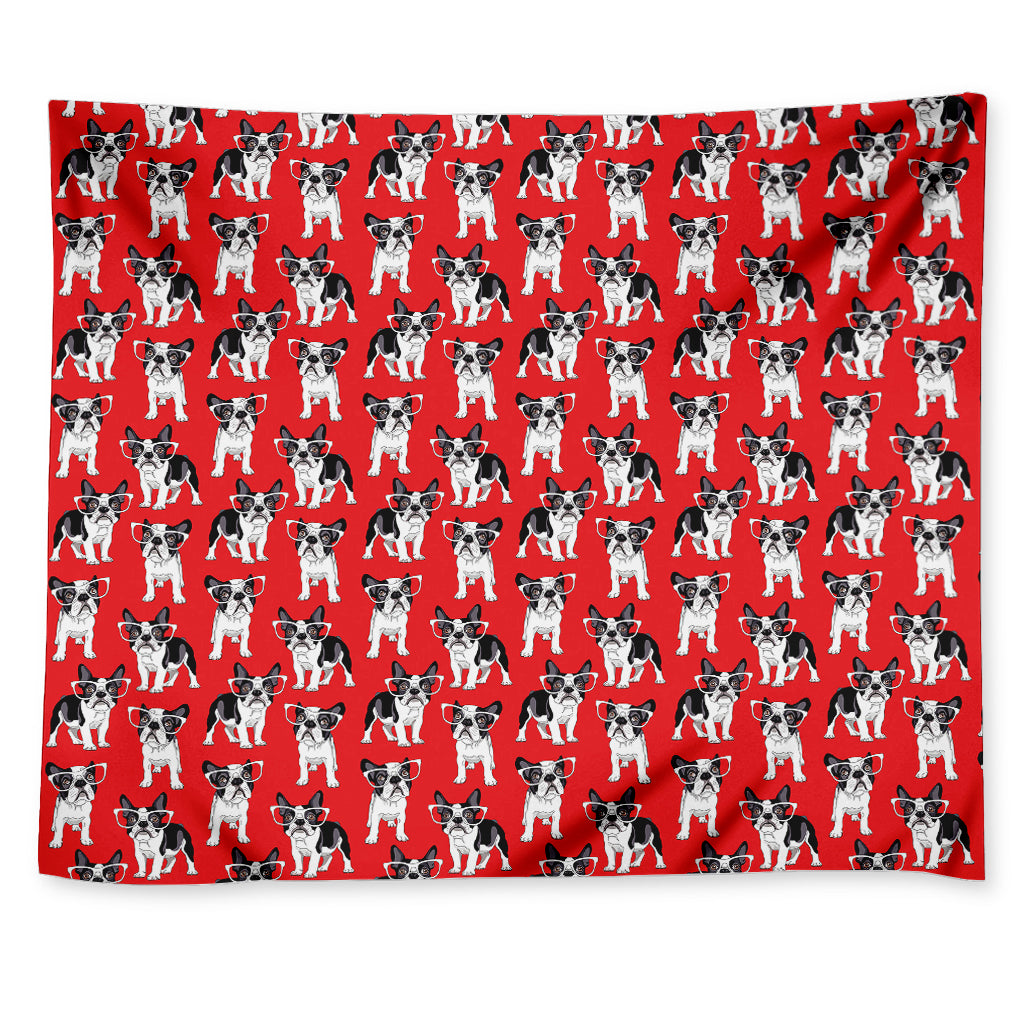 French Bulldog With Glasses Print Tapestry