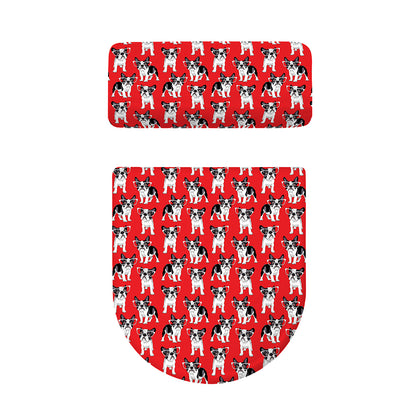 French Bulldog With Glasses Print Toilet Lid And Tank Cover Set