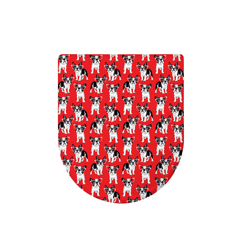 French Bulldog With Glasses Print Toilet Lid Cover