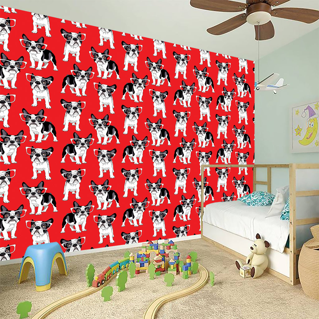 French Bulldog With Glasses Print Wall Sticker