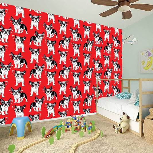 French Bulldog With Glasses Print Wall Sticker