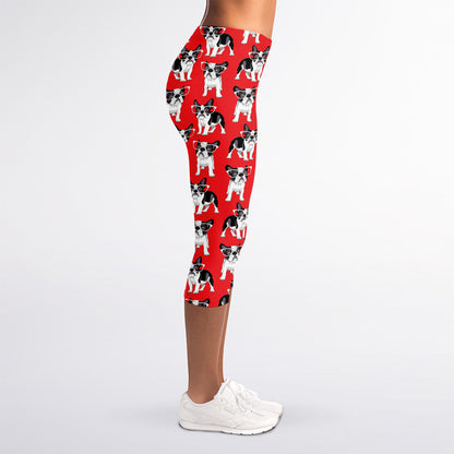 French Bulldog With Glasses Print Women's Capri Leggings