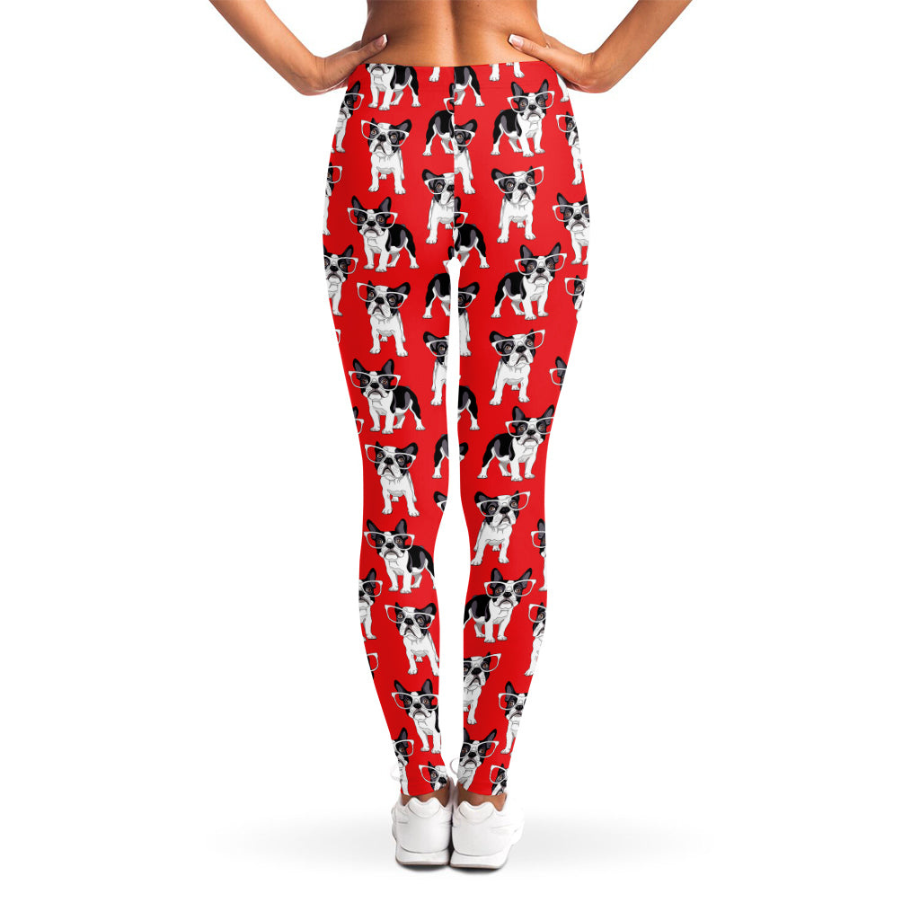 French Bulldog With Glasses Print Women's Leggings