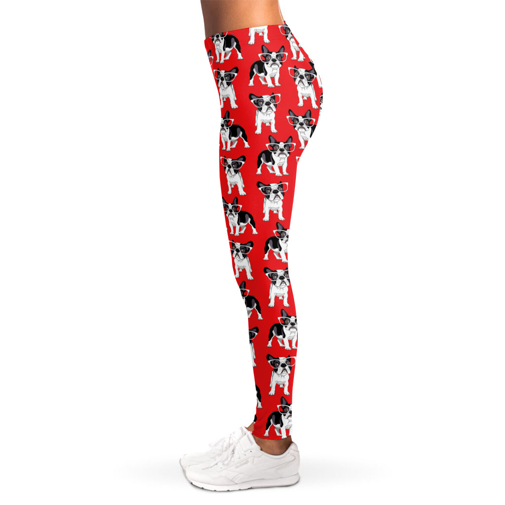 French Bulldog With Glasses Print Women's Leggings
