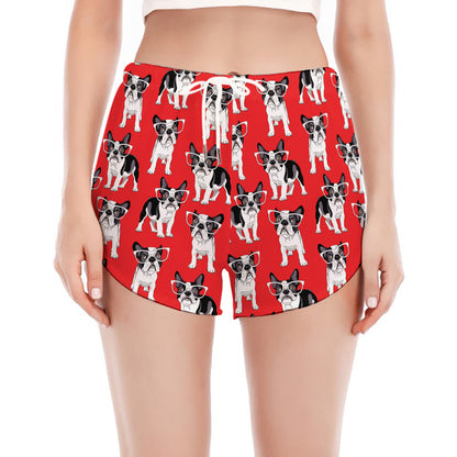 French Bulldog With Glasses Print Women's Split Running Shorts